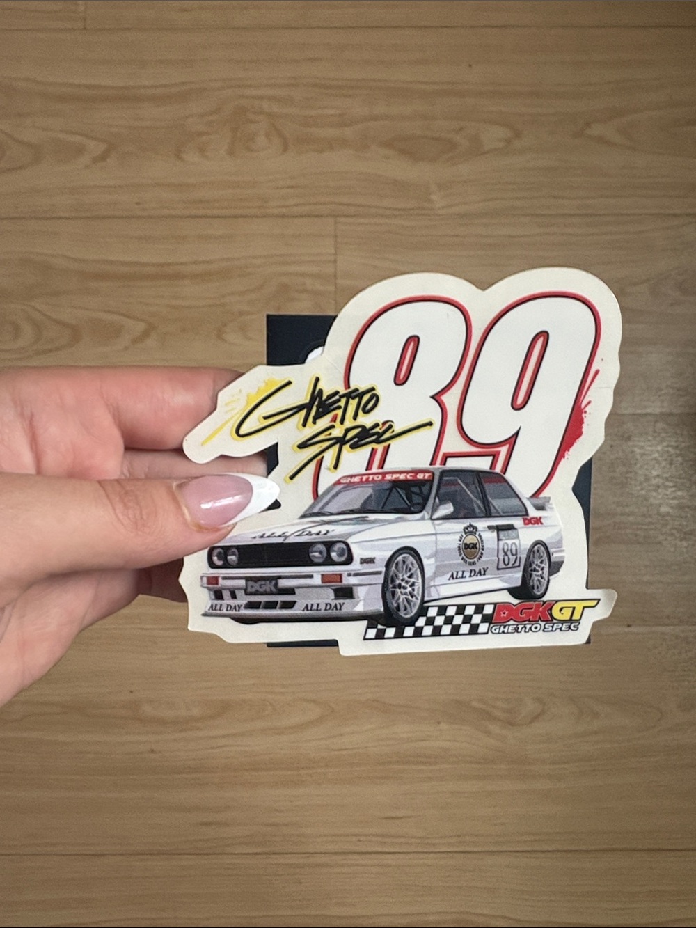 DGK White Racing 89 Sticker with Red Accents